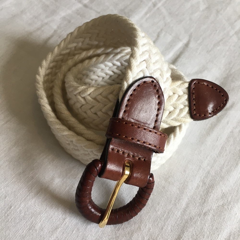 Woven Cotton & Leather Belt